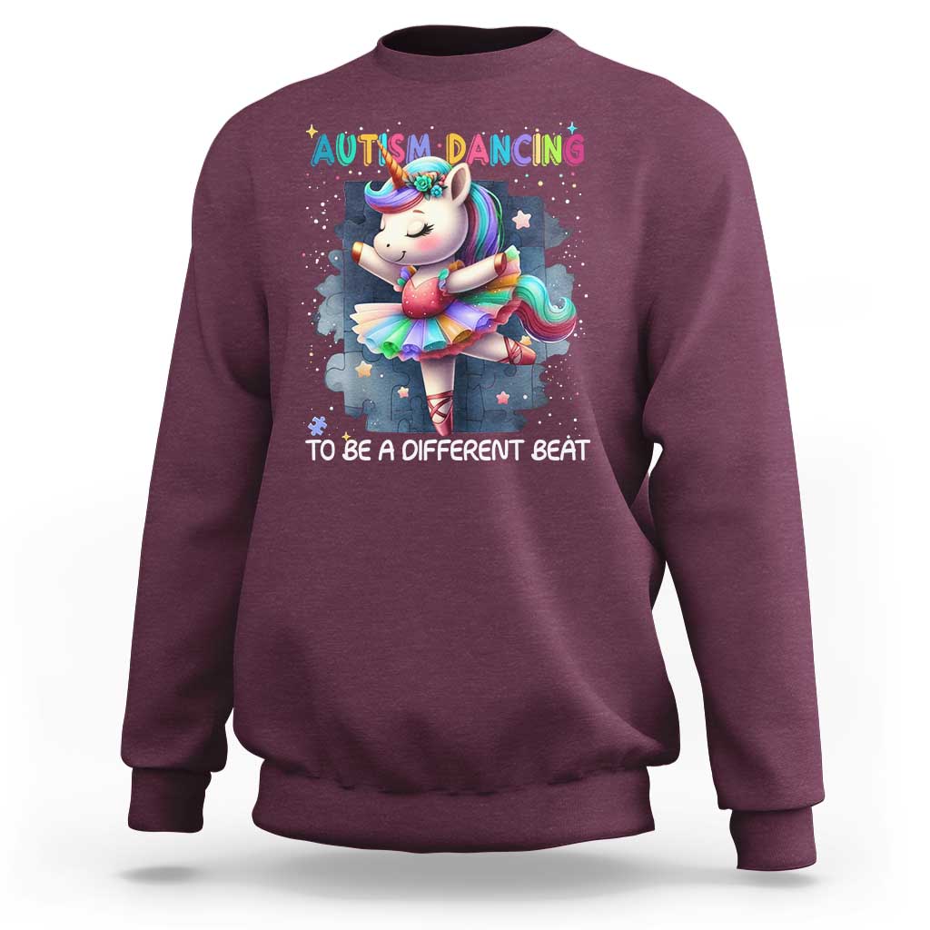 Autism Awareness Unicorn Sweatshirt Ballet Dancing To A Different Beat