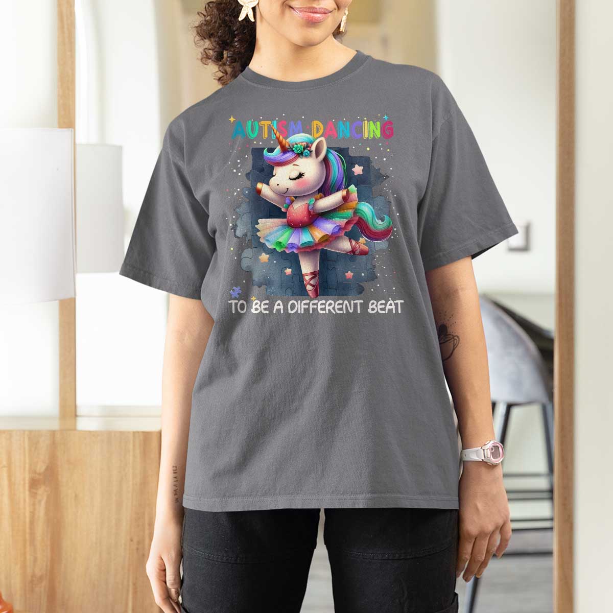 Autism Awareness Unicorn T Shirt For Women Ballet Dancing To A Different Beat