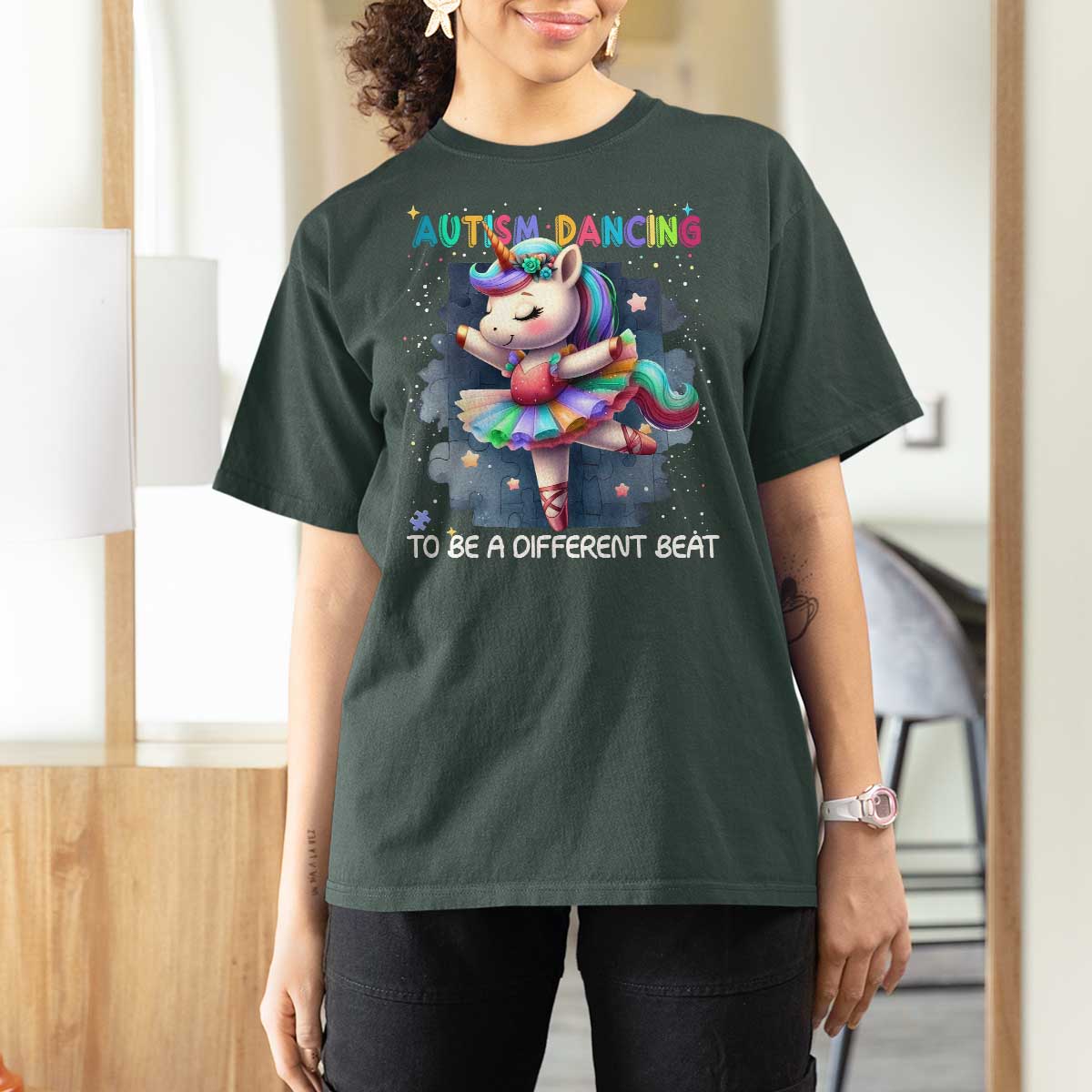 Autism Awareness Unicorn T Shirt For Women Ballet Dancing To A Different Beat