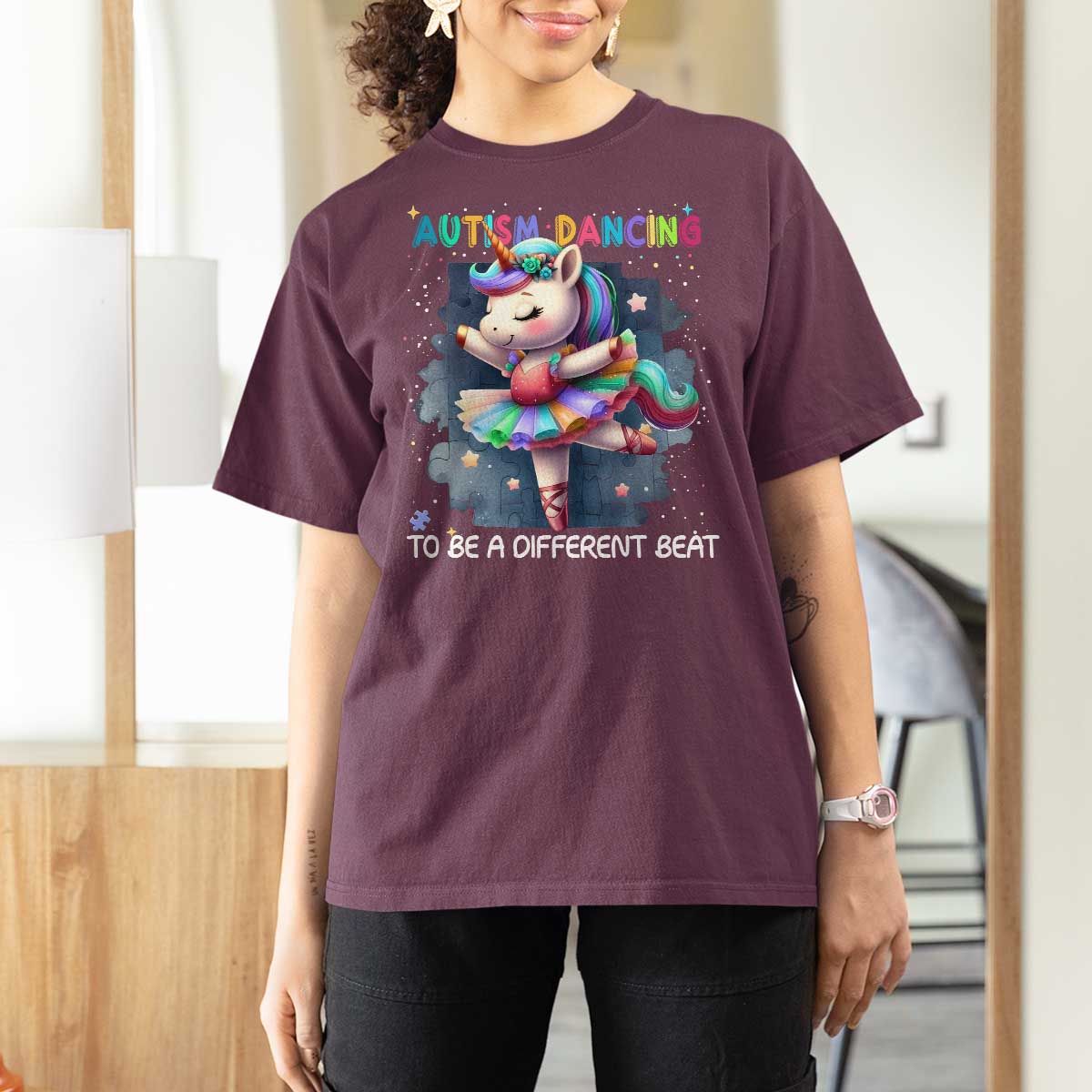 Autism Awareness Unicorn T Shirt For Women Ballet Dancing To A Different Beat