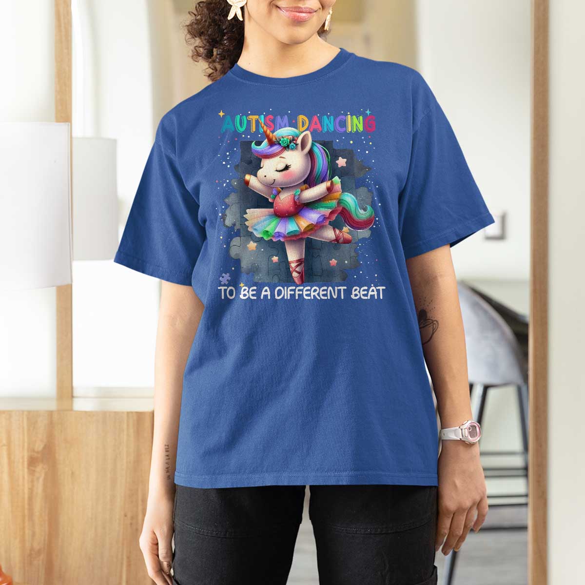 Autism Awareness Unicorn T Shirt For Women Ballet Dancing To A Different Beat