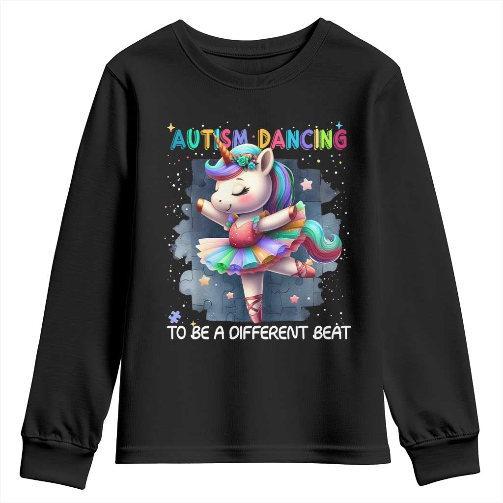 Autism Awareness Unicorn Youth Sweatshirt Ballet Dancing To A Different Beat