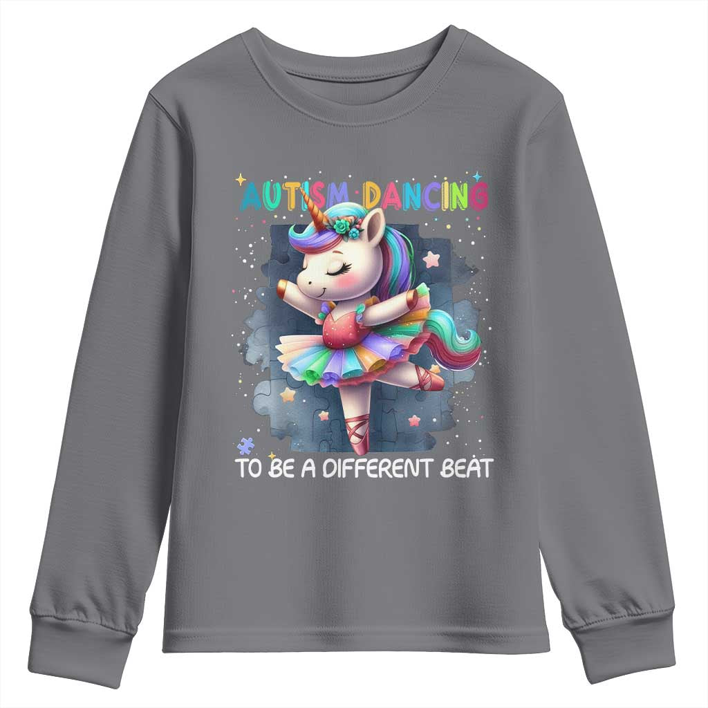 Autism Awareness Unicorn Youth Sweatshirt Ballet Dancing To A Different Beat