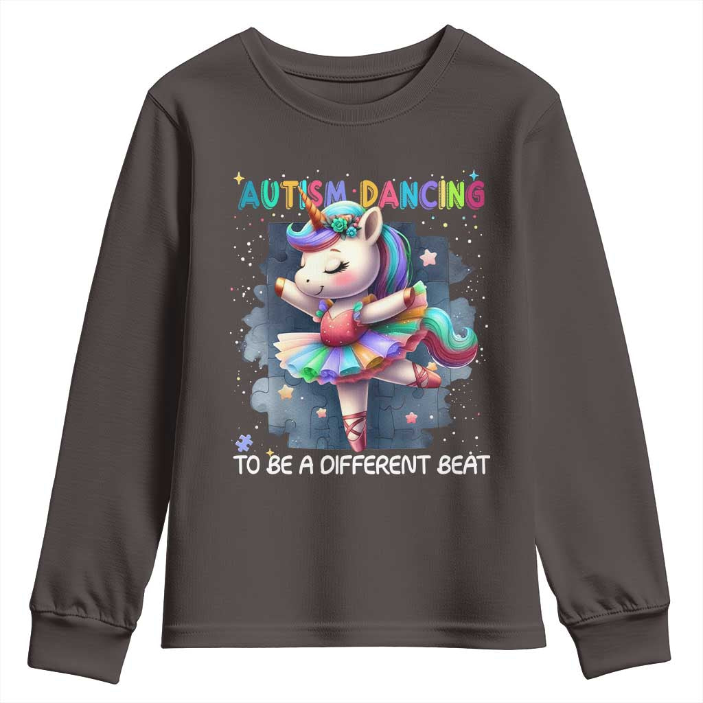 Autism Awareness Unicorn Youth Sweatshirt Ballet Dancing To A Different Beat