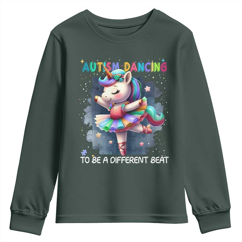Autism Awareness Unicorn Youth Sweatshirt Ballet Dancing To A Different Beat