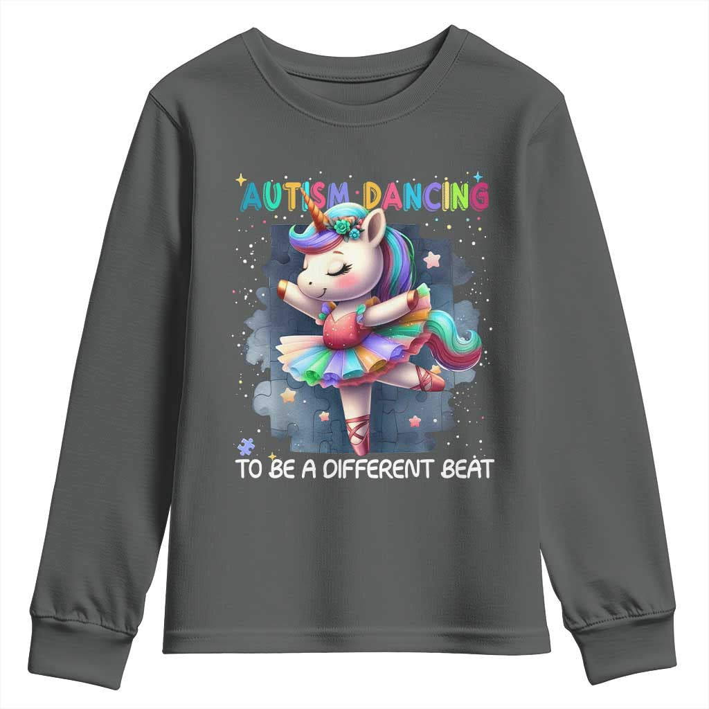 Autism Awareness Unicorn Youth Sweatshirt Ballet Dancing To A Different Beat