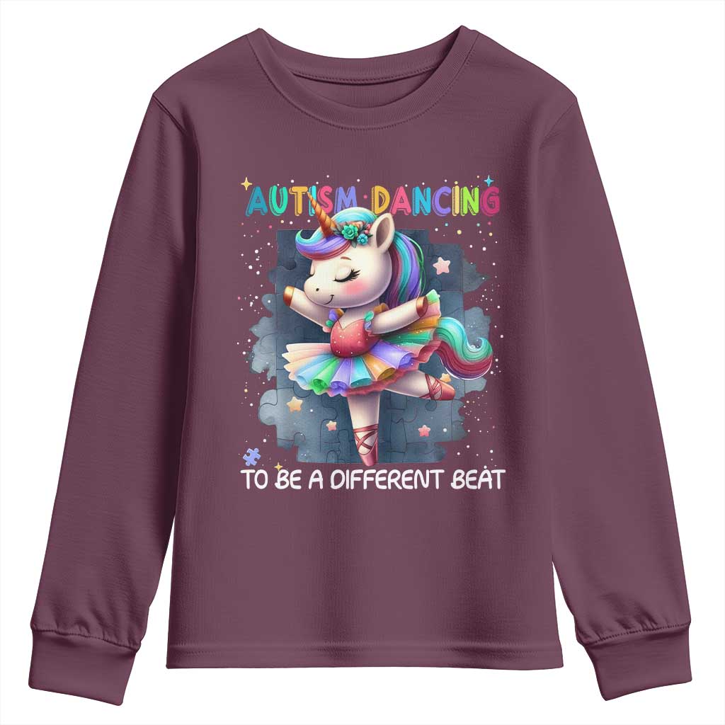 Autism Awareness Unicorn Youth Sweatshirt Ballet Dancing To A Different Beat