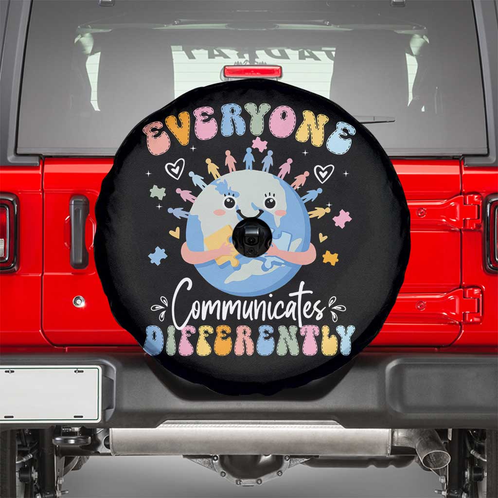Autism Awareness Sped Teacher Spare Tire Cover Everyone Communicates Differently