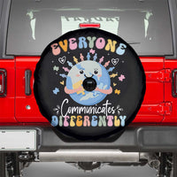 Autism Awareness Sped Teacher Spare Tire Cover Everyone Communicates Differently