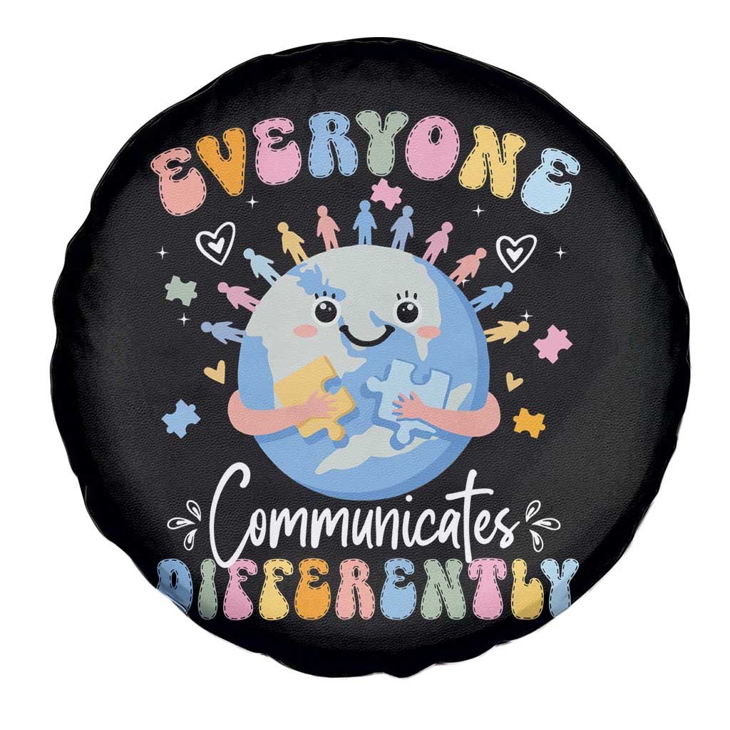Autism Awareness Sped Teacher Spare Tire Cover Everyone Communicates Differently