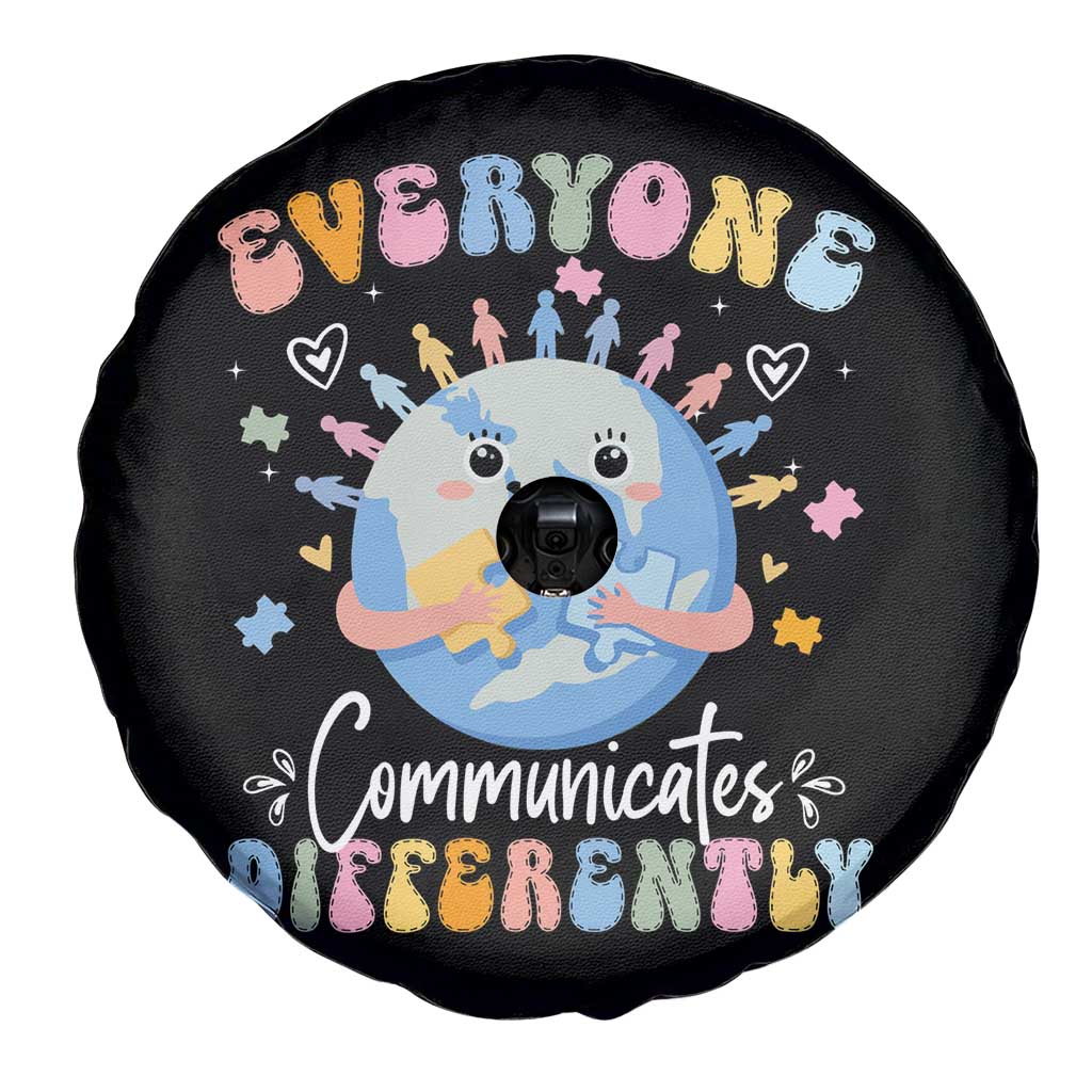Autism Awareness Sped Teacher Spare Tire Cover Everyone Communicates Differently