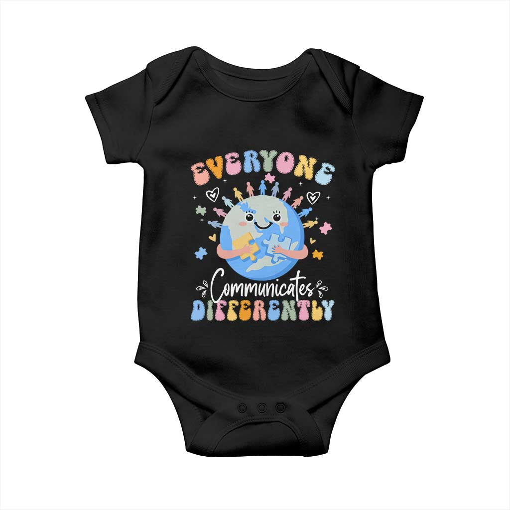 Autism Awareness Sped Teacher Baby Onesie Everyone Communicates Differently