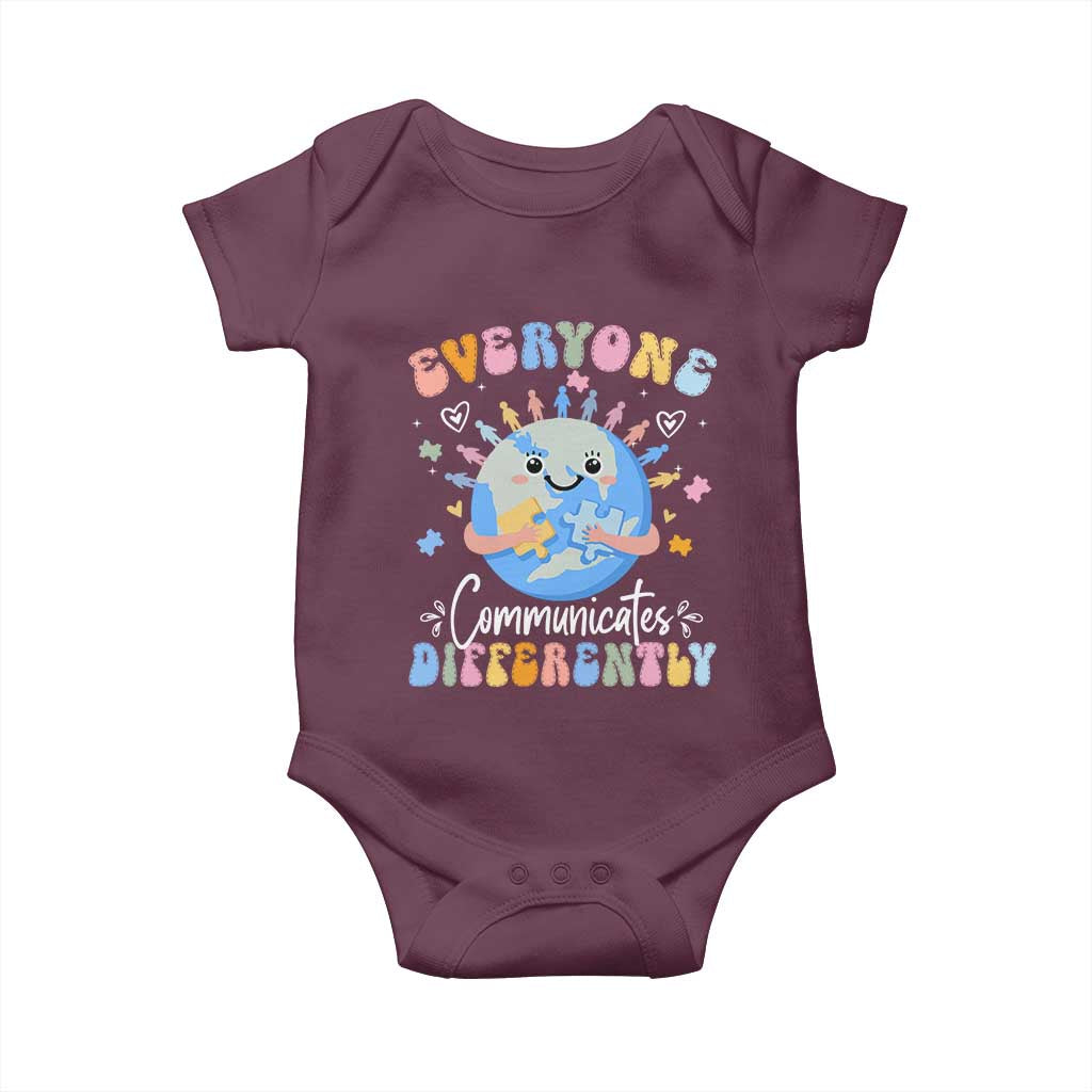 Autism Awareness Sped Teacher Baby Onesie Everyone Communicates Differently