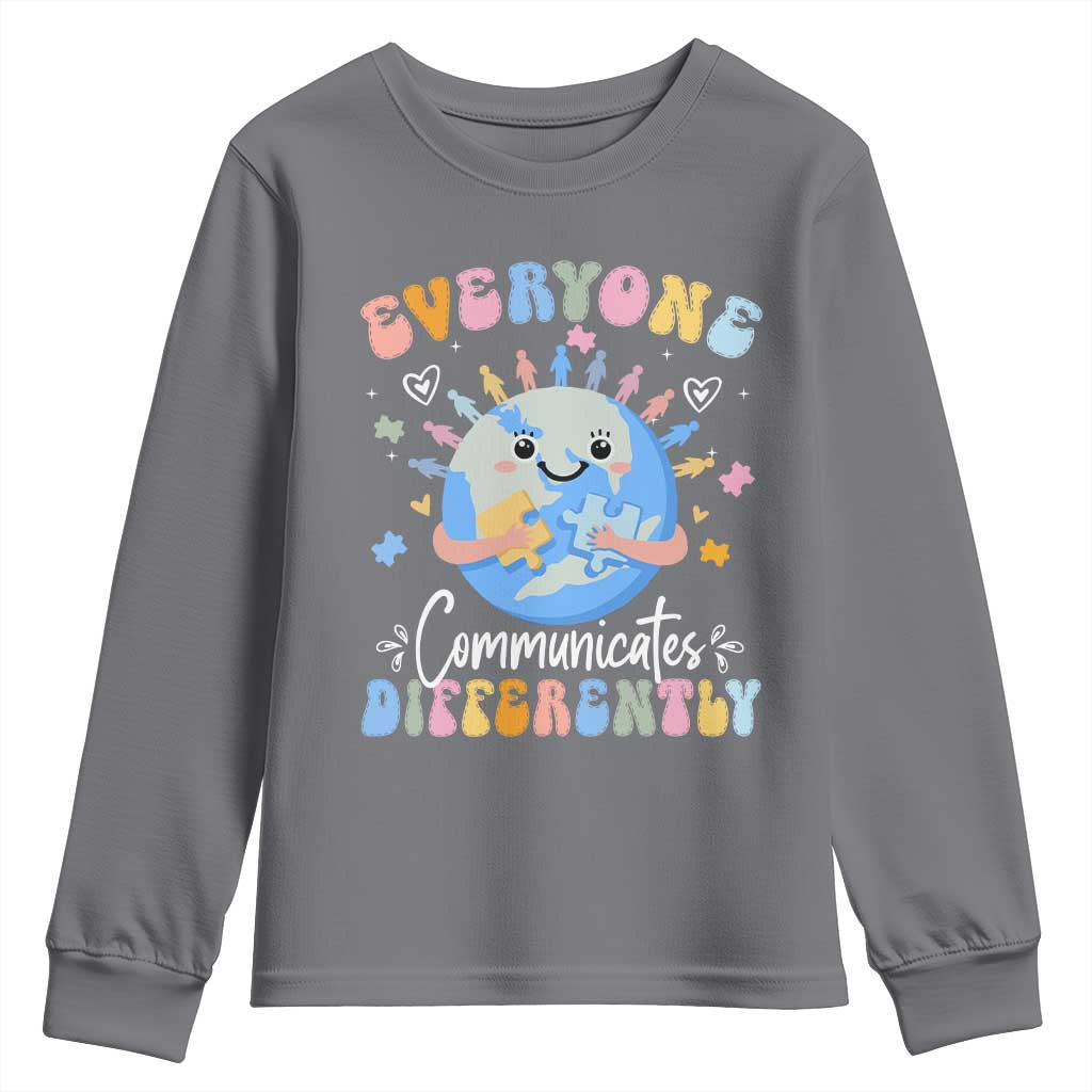 Autism Awareness Sped Teacher Youth Sweatshirt Everyone Communicates Differently
