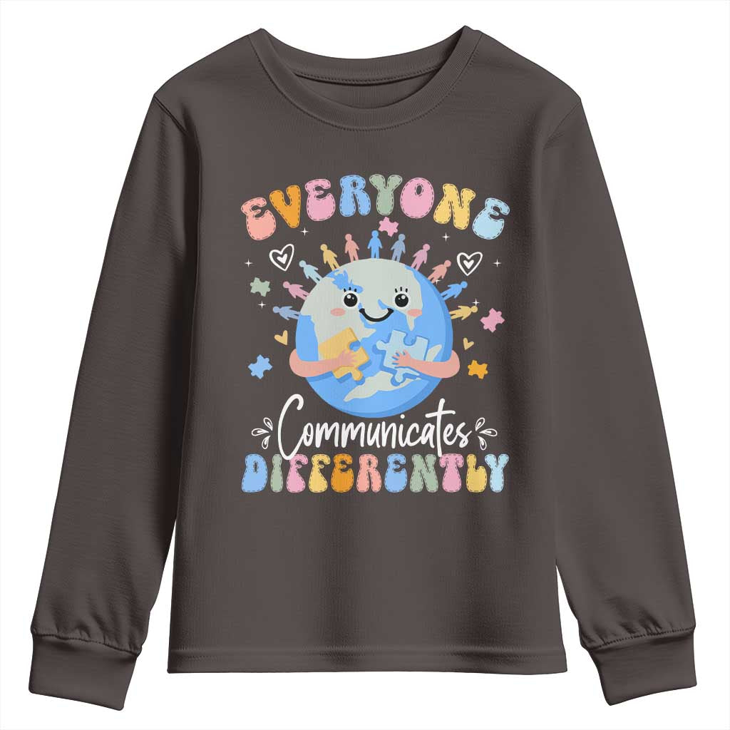 Autism Awareness Sped Teacher Youth Sweatshirt Everyone Communicates Differently