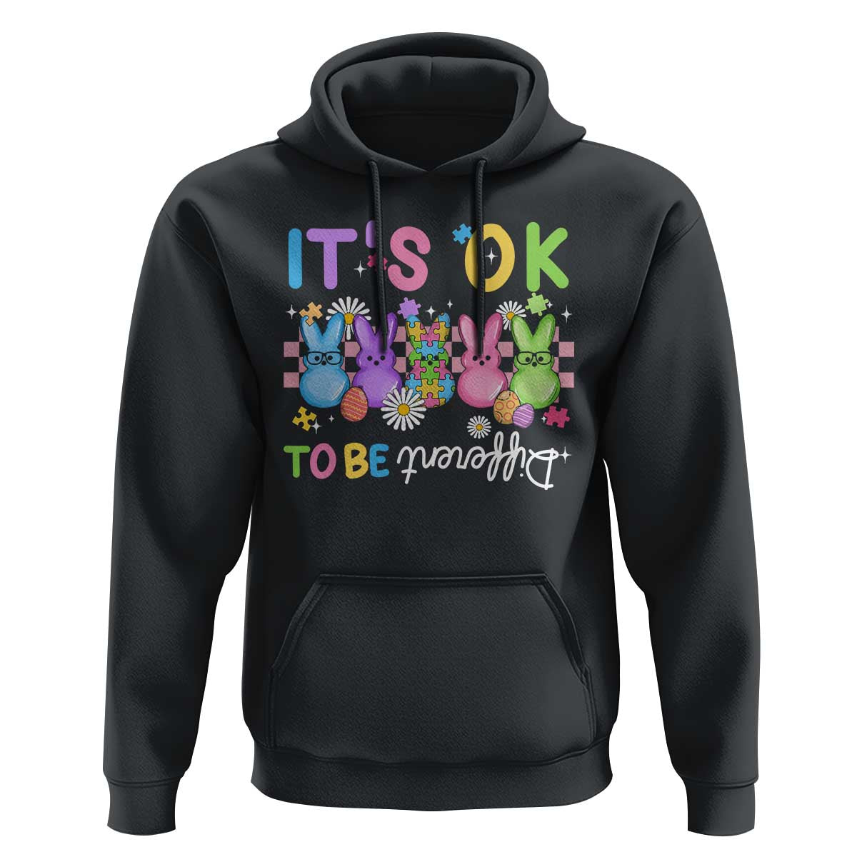 It’s Okay To Be Different Hoodie Bunny Puzzle Autism Awareness Easter