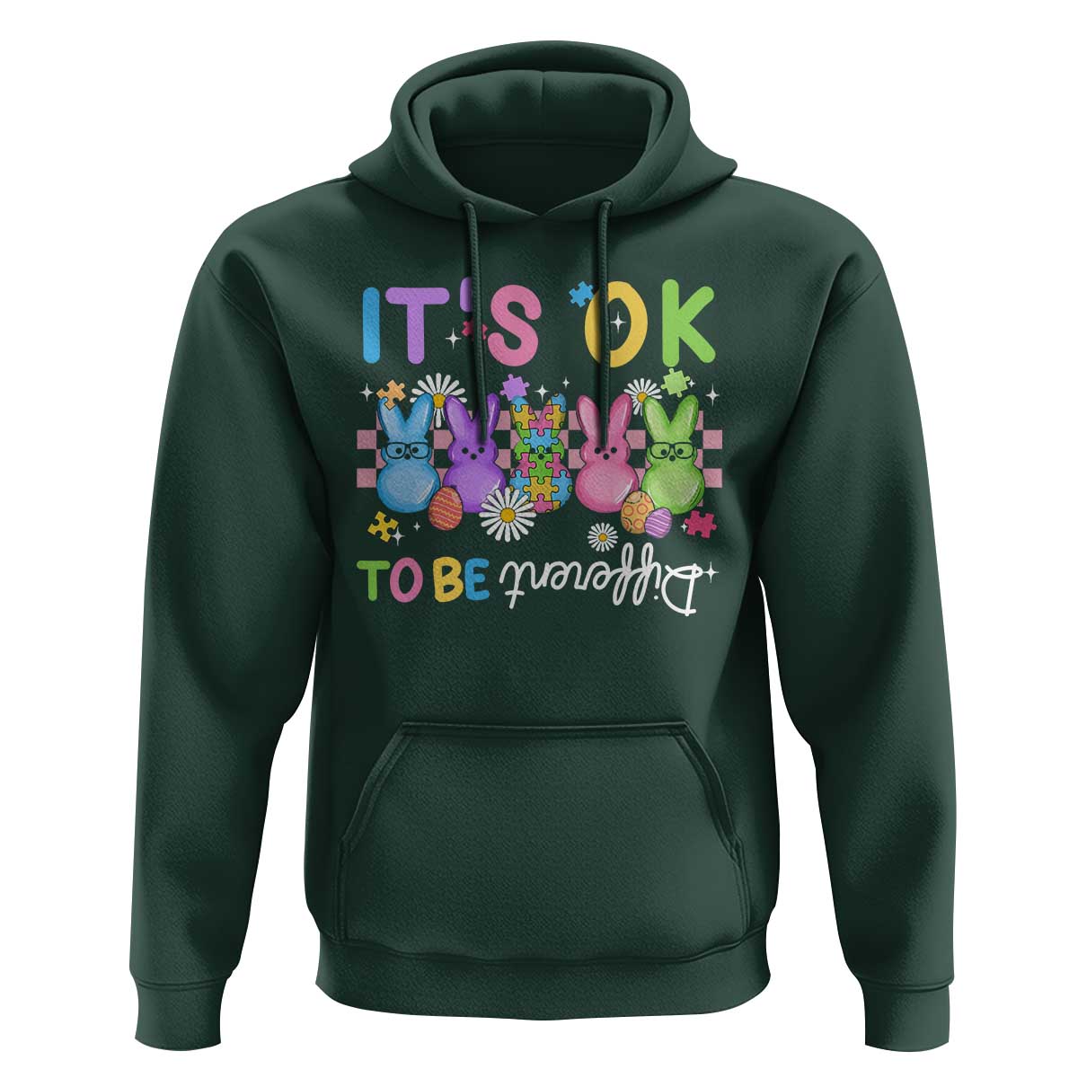 It’s Okay To Be Different Hoodie Bunny Puzzle Autism Awareness Easter