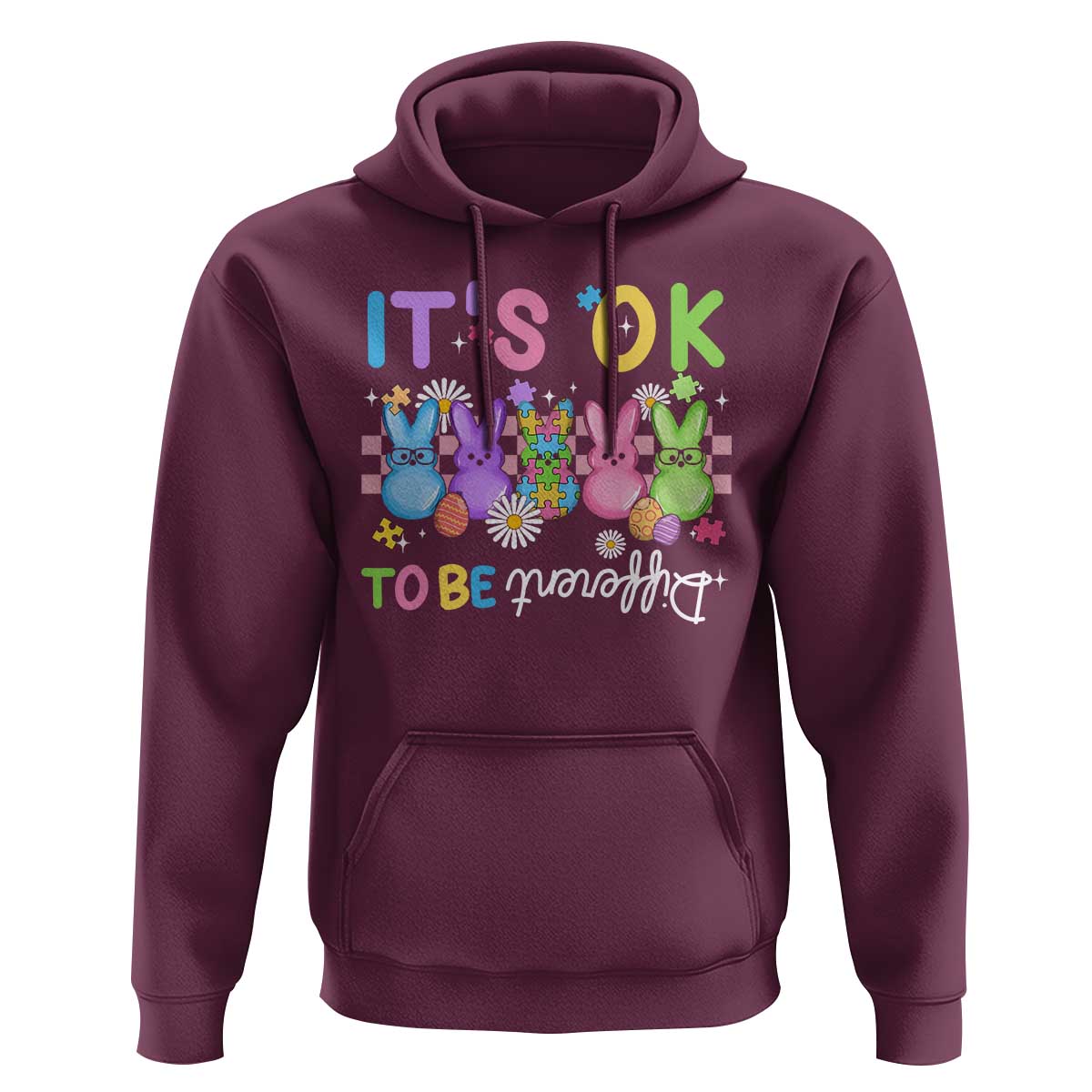 It’s Okay To Be Different Hoodie Bunny Puzzle Autism Awareness Easter