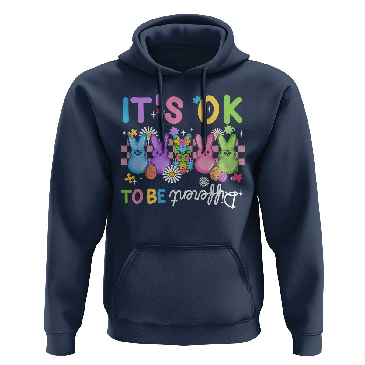 It’s Okay To Be Different Hoodie Bunny Puzzle Autism Awareness Easter