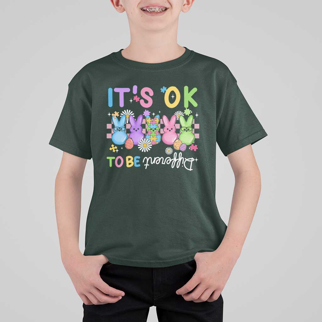 It’s Okay To Be Different T Shirt For Kid Bunny Puzzle Autism Awareness Easter