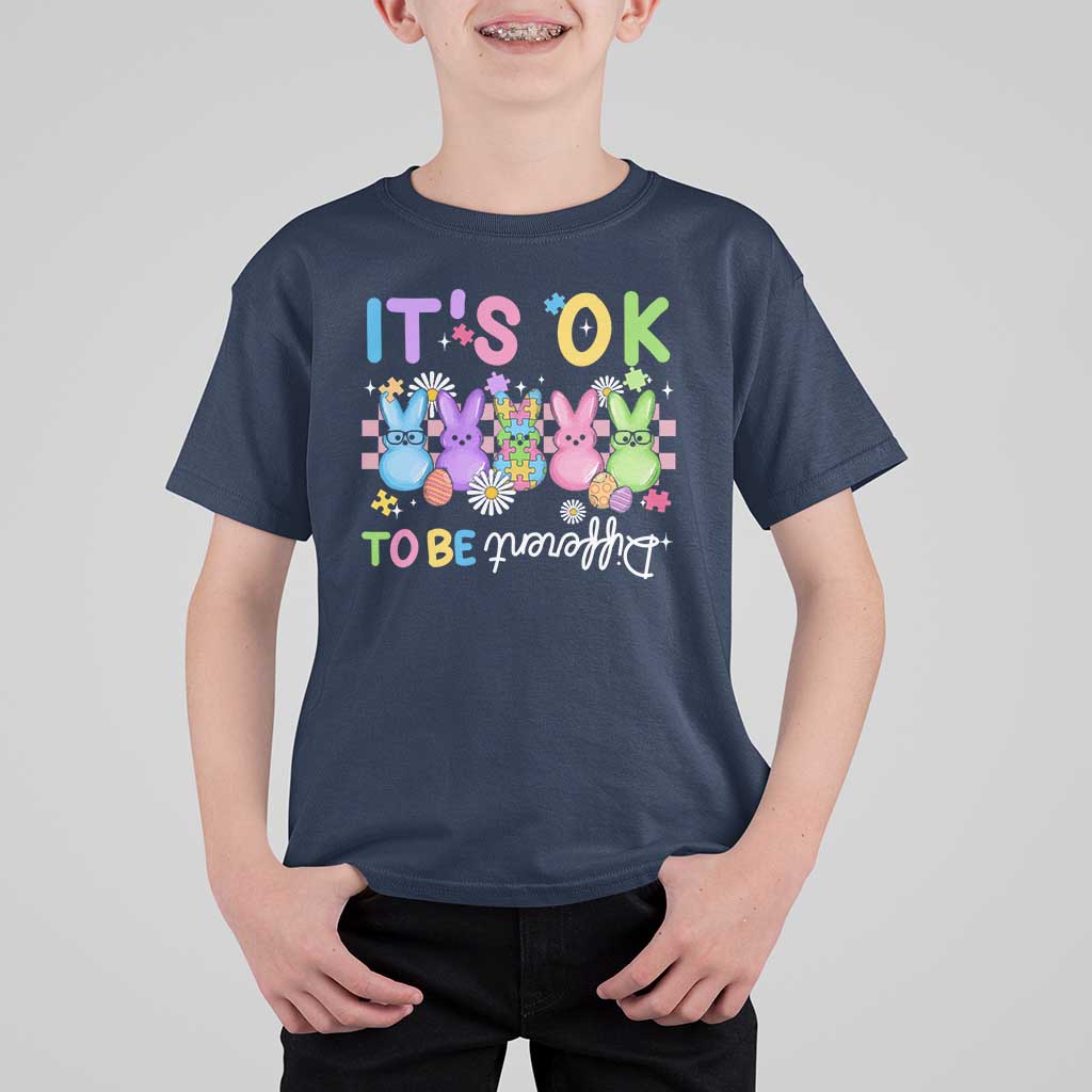 It’s Okay To Be Different T Shirt For Kid Bunny Puzzle Autism Awareness Easter