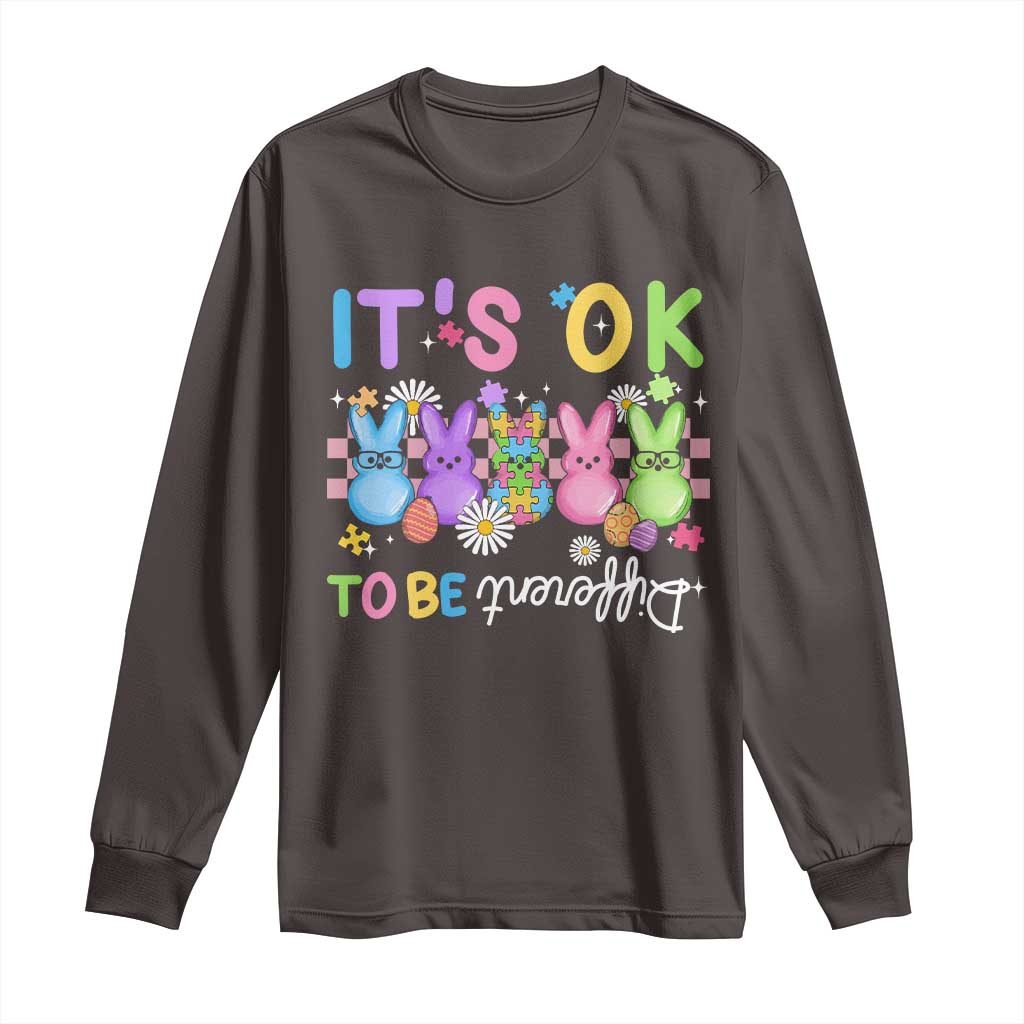 It’s Okay To Be Different Long Sleeve Shirt Bunny Puzzle Autism Awareness Easter
