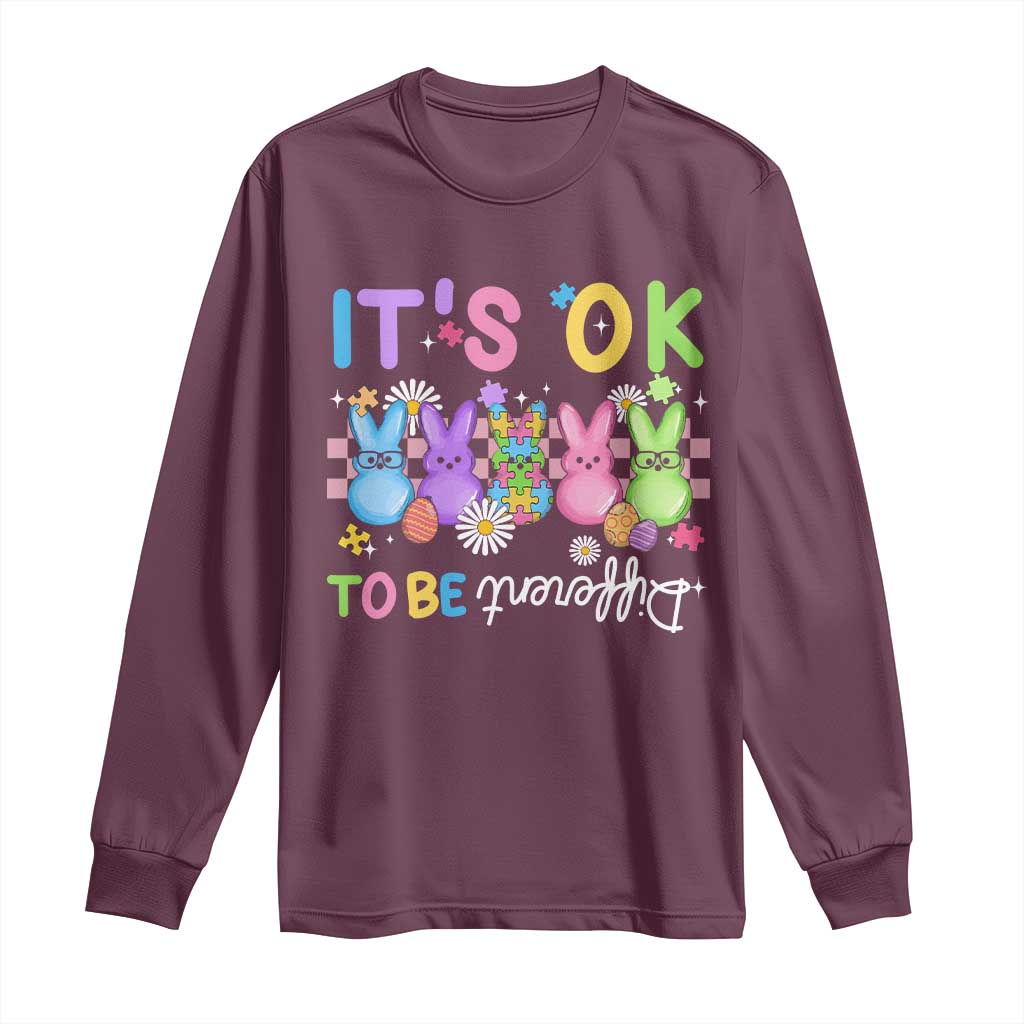 It’s Okay To Be Different Long Sleeve Shirt Bunny Puzzle Autism Awareness Easter