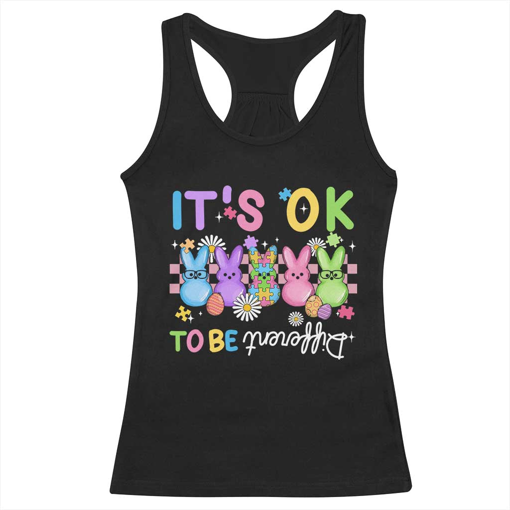 It’s Okay To Be Different Racerback Tank Top Bunny Puzzle Autism Awareness Easter