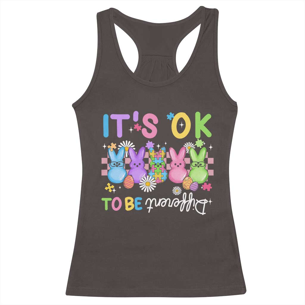 It’s Okay To Be Different Racerback Tank Top Bunny Puzzle Autism Awareness Easter