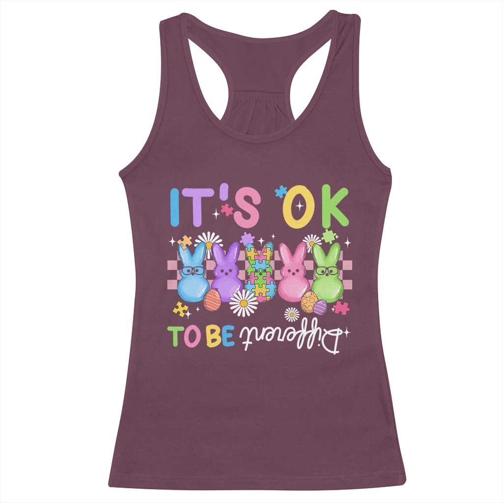 It’s Okay To Be Different Racerback Tank Top Bunny Puzzle Autism Awareness Easter