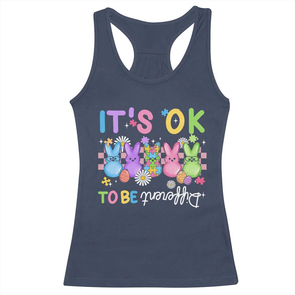 It’s Okay To Be Different Racerback Tank Top Bunny Puzzle Autism Awareness Easter