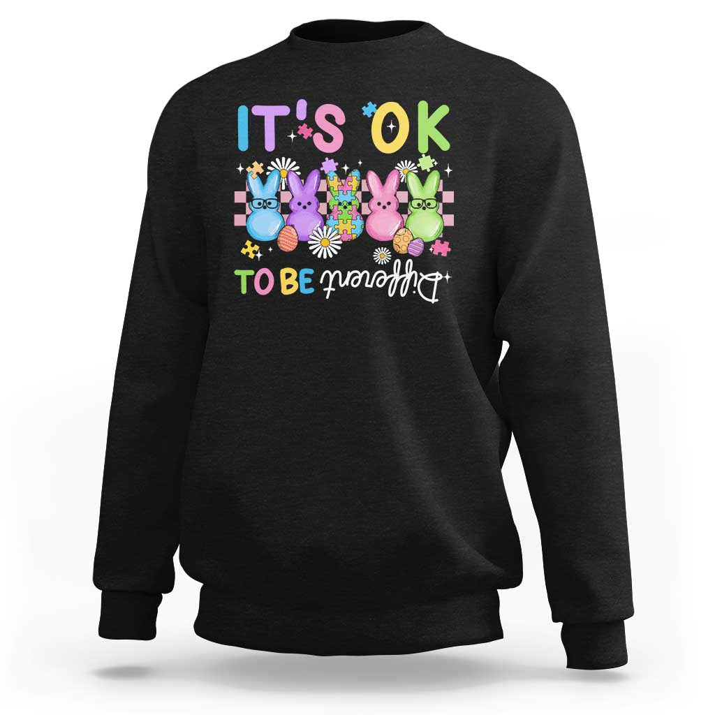 It’s Okay To Be Different Sweatshirt Bunny Puzzle Autism Awareness Easter