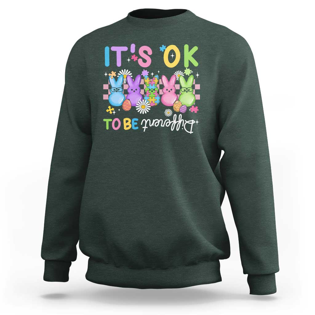 It’s Okay To Be Different Sweatshirt Bunny Puzzle Autism Awareness Easter