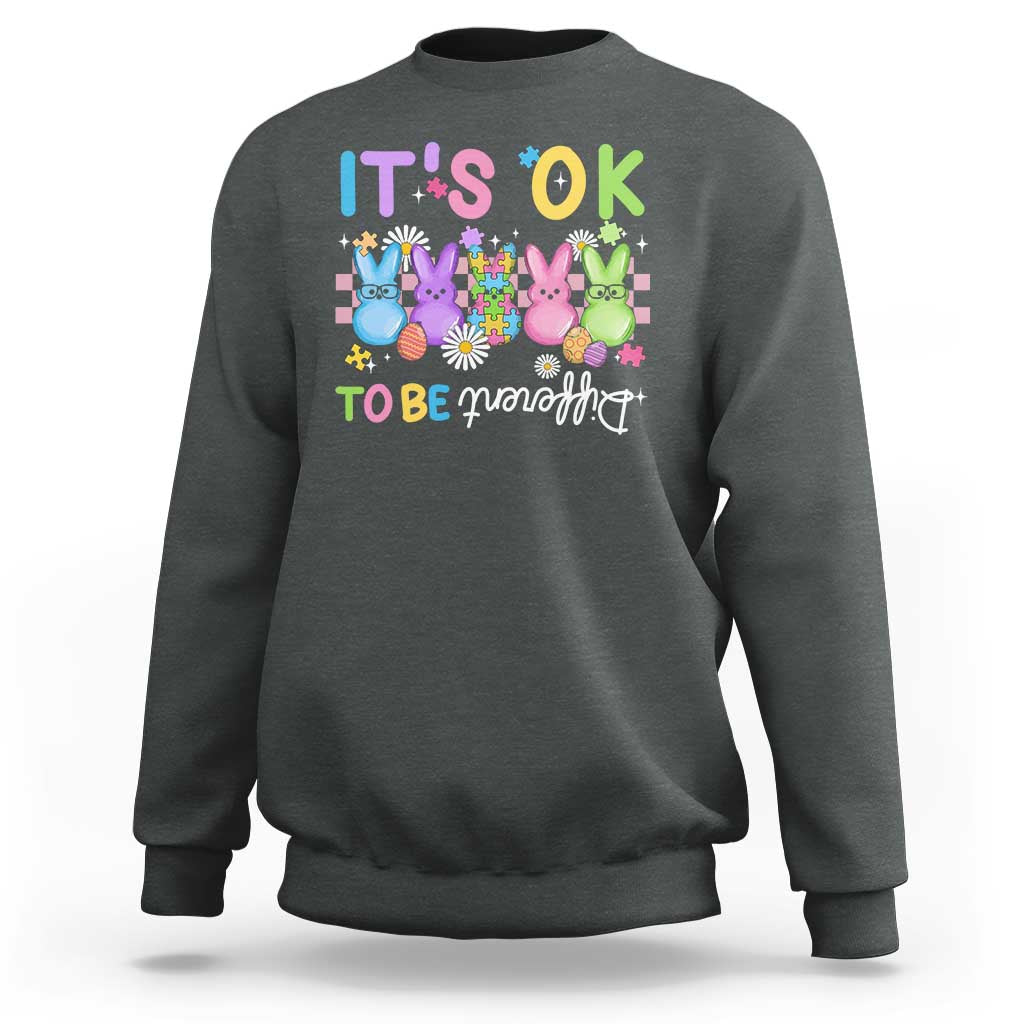 It’s Okay To Be Different Sweatshirt Bunny Puzzle Autism Awareness Easter