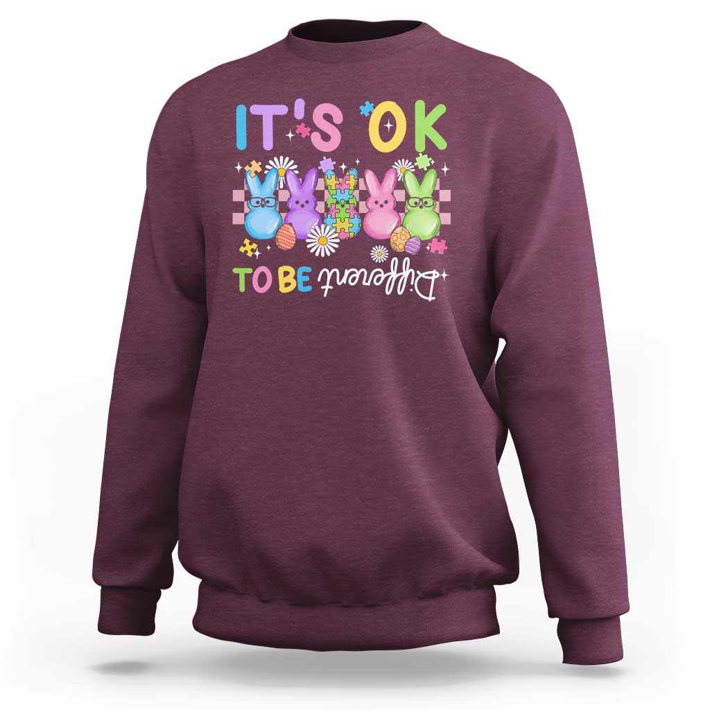 It’s Okay To Be Different Sweatshirt Bunny Puzzle Autism Awareness Easter