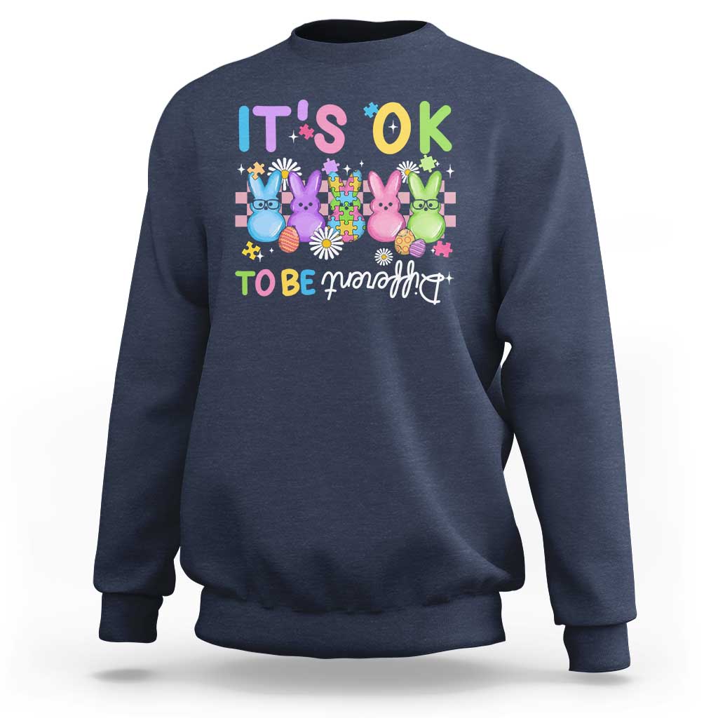 It’s Okay To Be Different Sweatshirt Bunny Puzzle Autism Awareness Easter