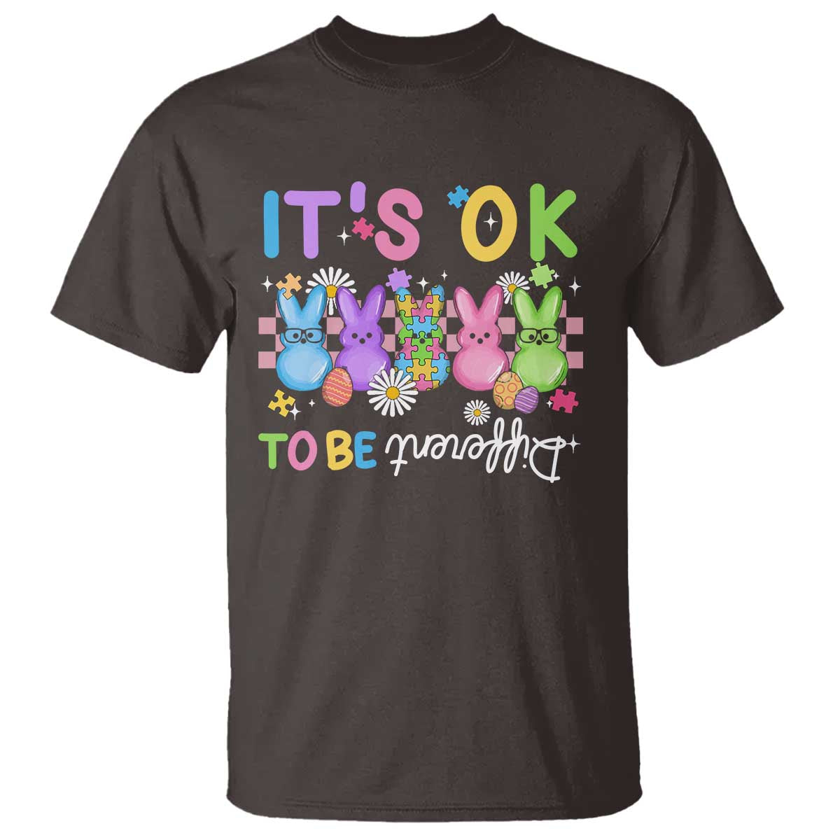 It’s Okay To Be Different T Shirt Bunny Puzzle Autism Awareness Easter