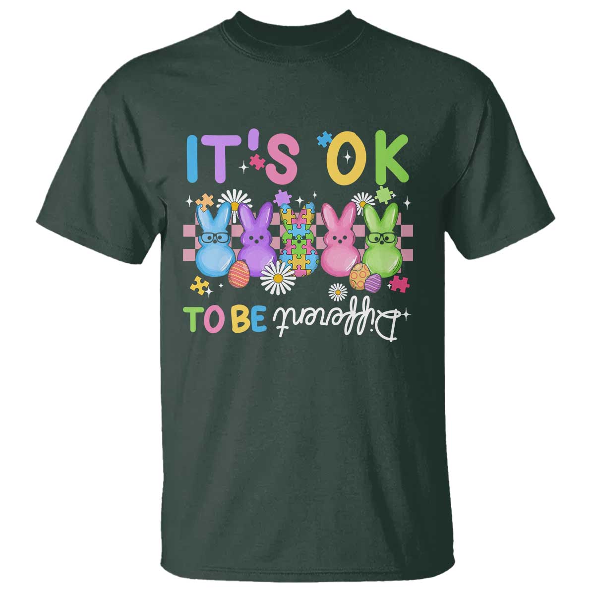It’s Okay To Be Different T Shirt Bunny Puzzle Autism Awareness Easter