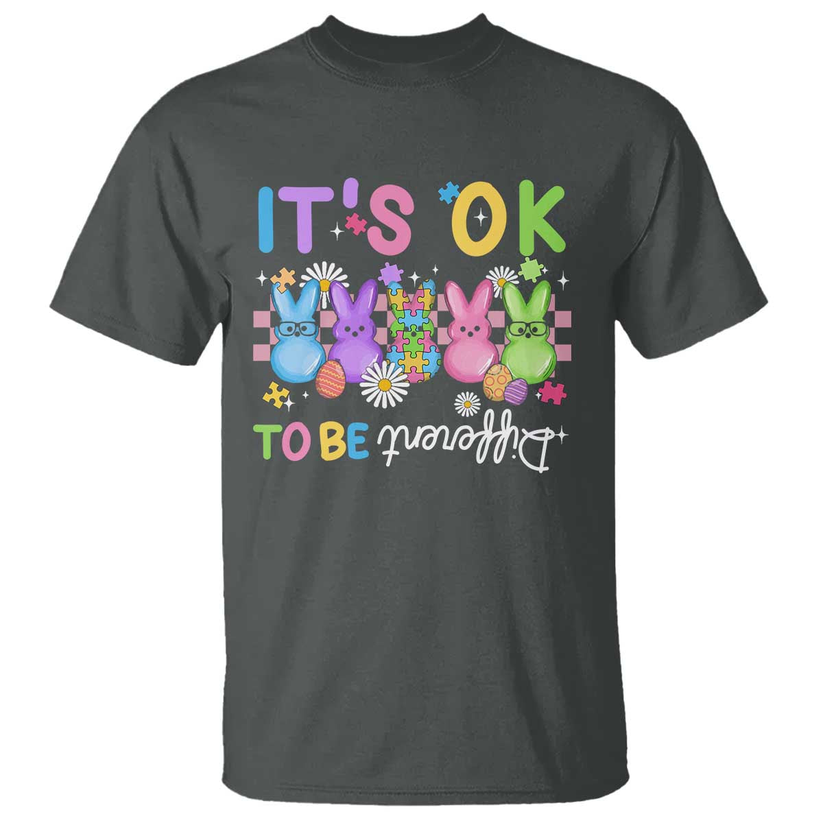 It’s Okay To Be Different T Shirt Bunny Puzzle Autism Awareness Easter