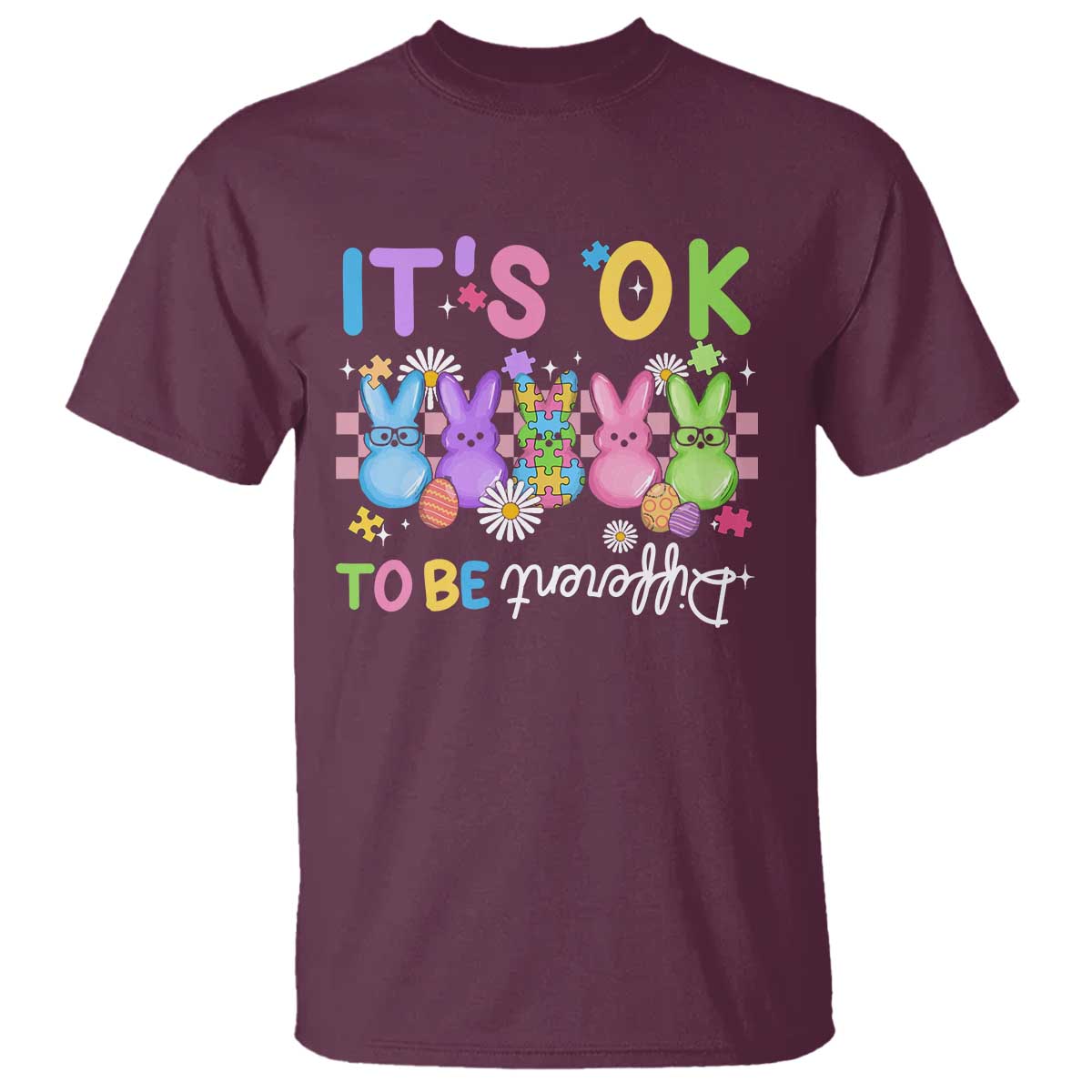 It’s Okay To Be Different T Shirt Bunny Puzzle Autism Awareness Easter