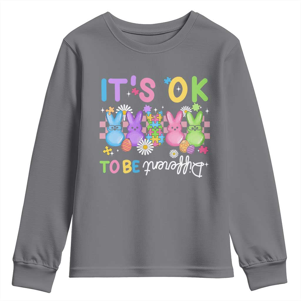 It’s Okay To Be Different Youth Sweatshirt Bunny Puzzle Autism Awareness Easter