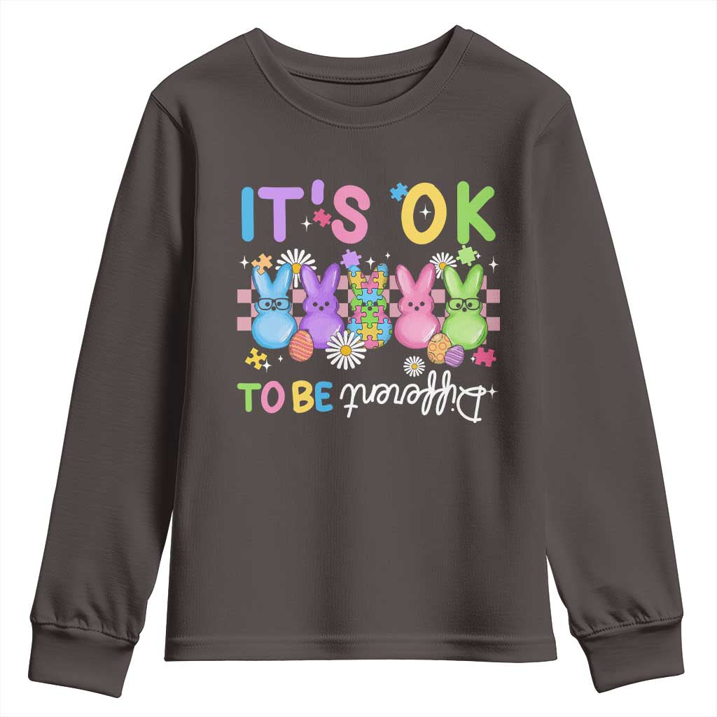 It’s Okay To Be Different Youth Sweatshirt Bunny Puzzle Autism Awareness Easter
