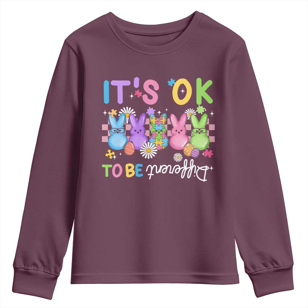 It’s Okay To Be Different Youth Sweatshirt Bunny Puzzle Autism Awareness Easter