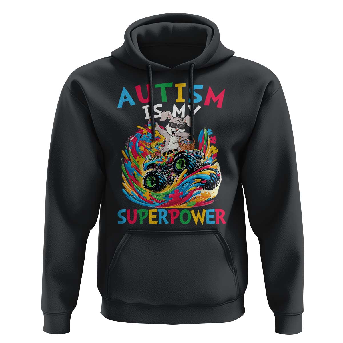 Autism Awareness Easter Hoodie Dabbing Bunny Monster Truck Lovers