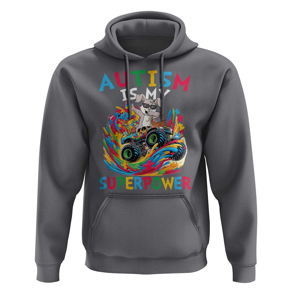 Autism Awareness Easter Hoodie Dabbing Bunny Monster Truck Lovers
