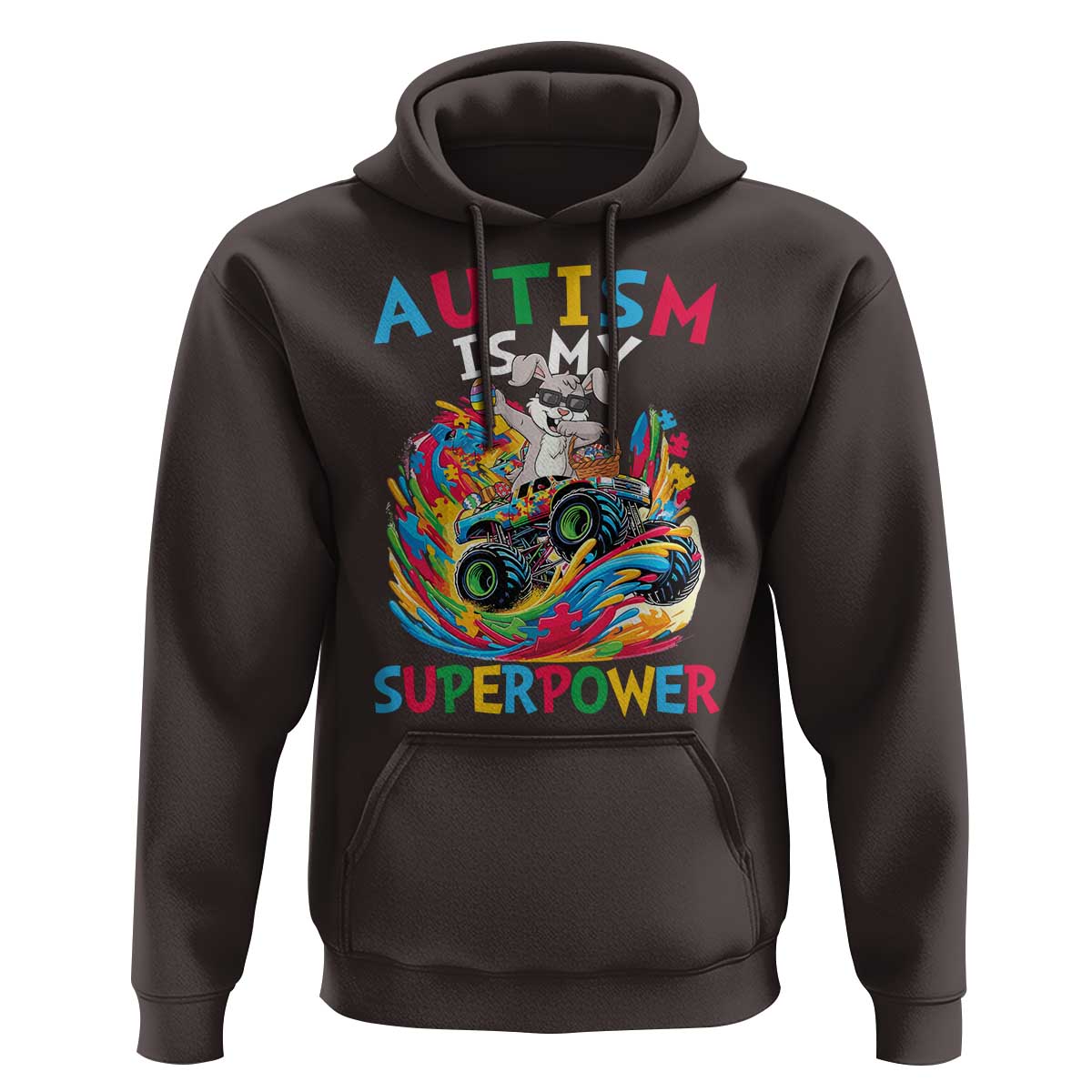 Autism Awareness Easter Hoodie Dabbing Bunny Monster Truck Lovers