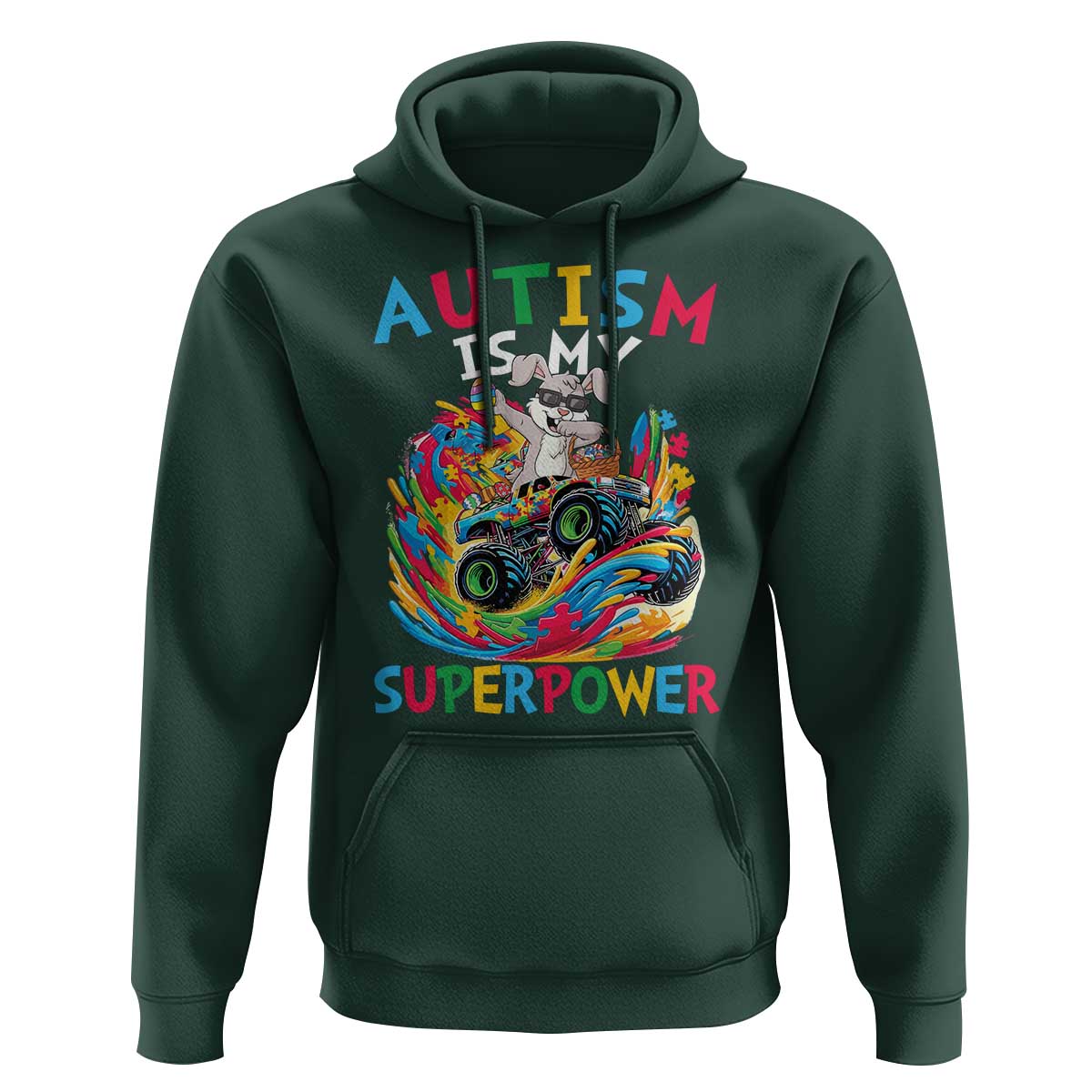 Autism Awareness Easter Hoodie Dabbing Bunny Monster Truck Lovers
