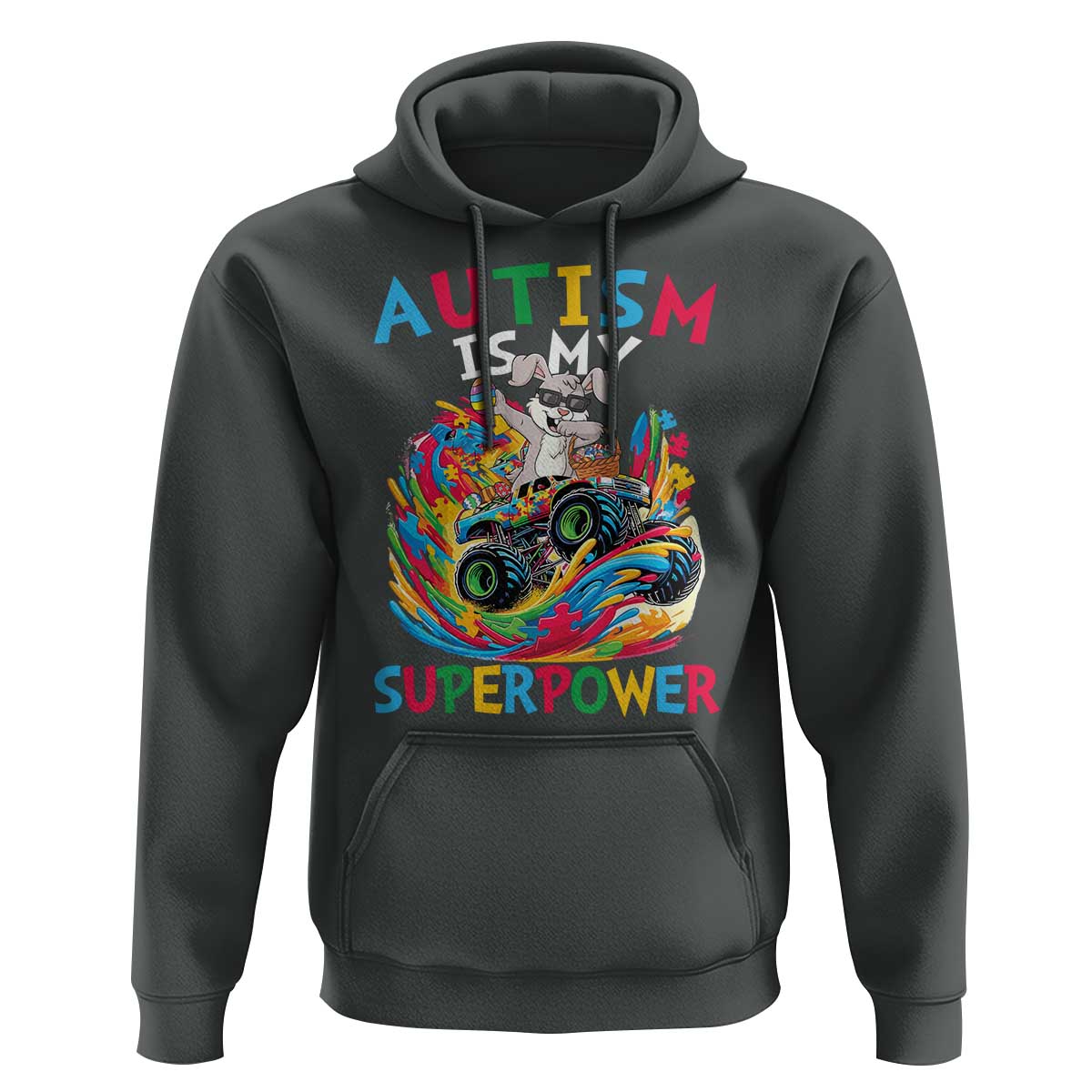 Autism Awareness Easter Hoodie Dabbing Bunny Monster Truck Lovers