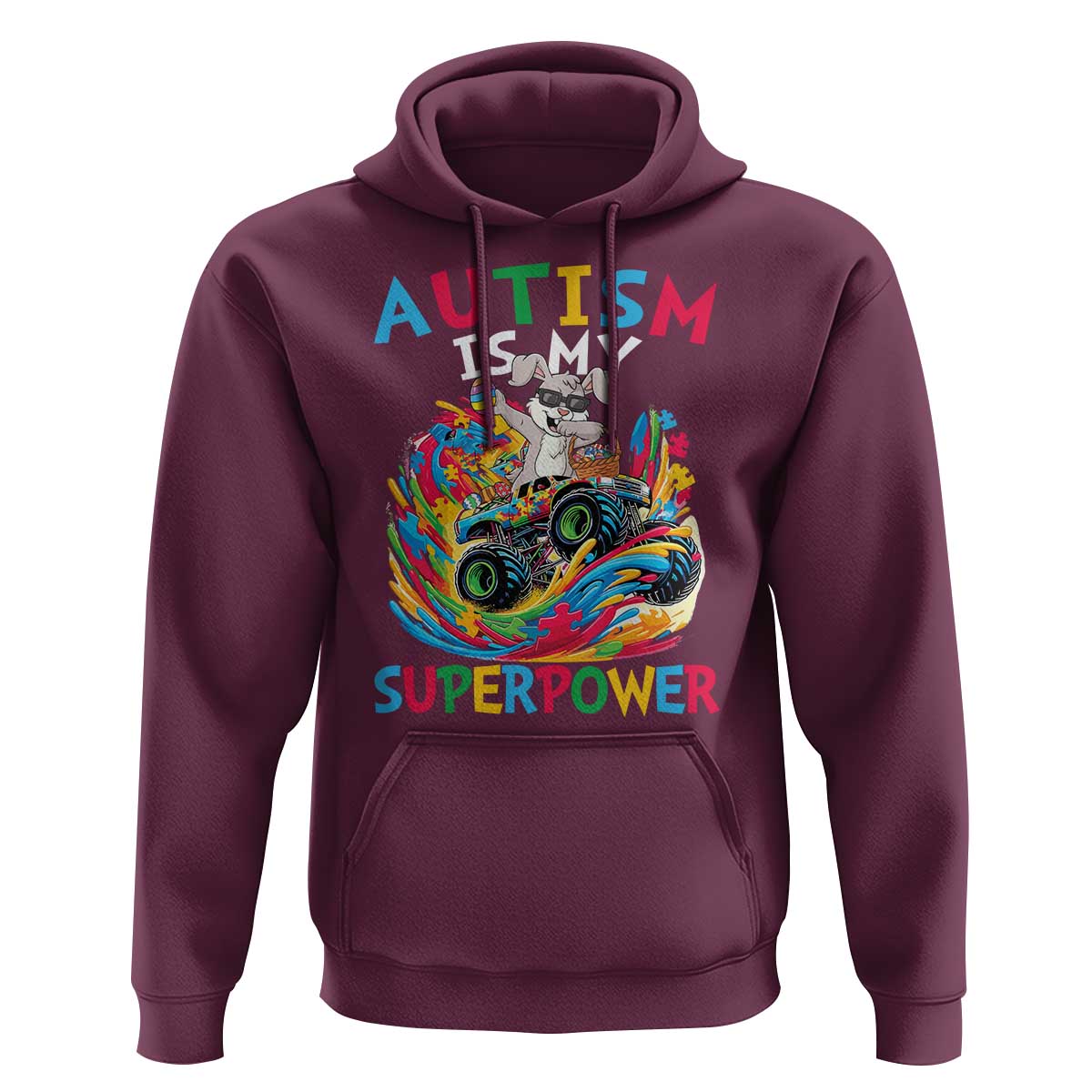 Autism Awareness Easter Hoodie Dabbing Bunny Monster Truck Lovers