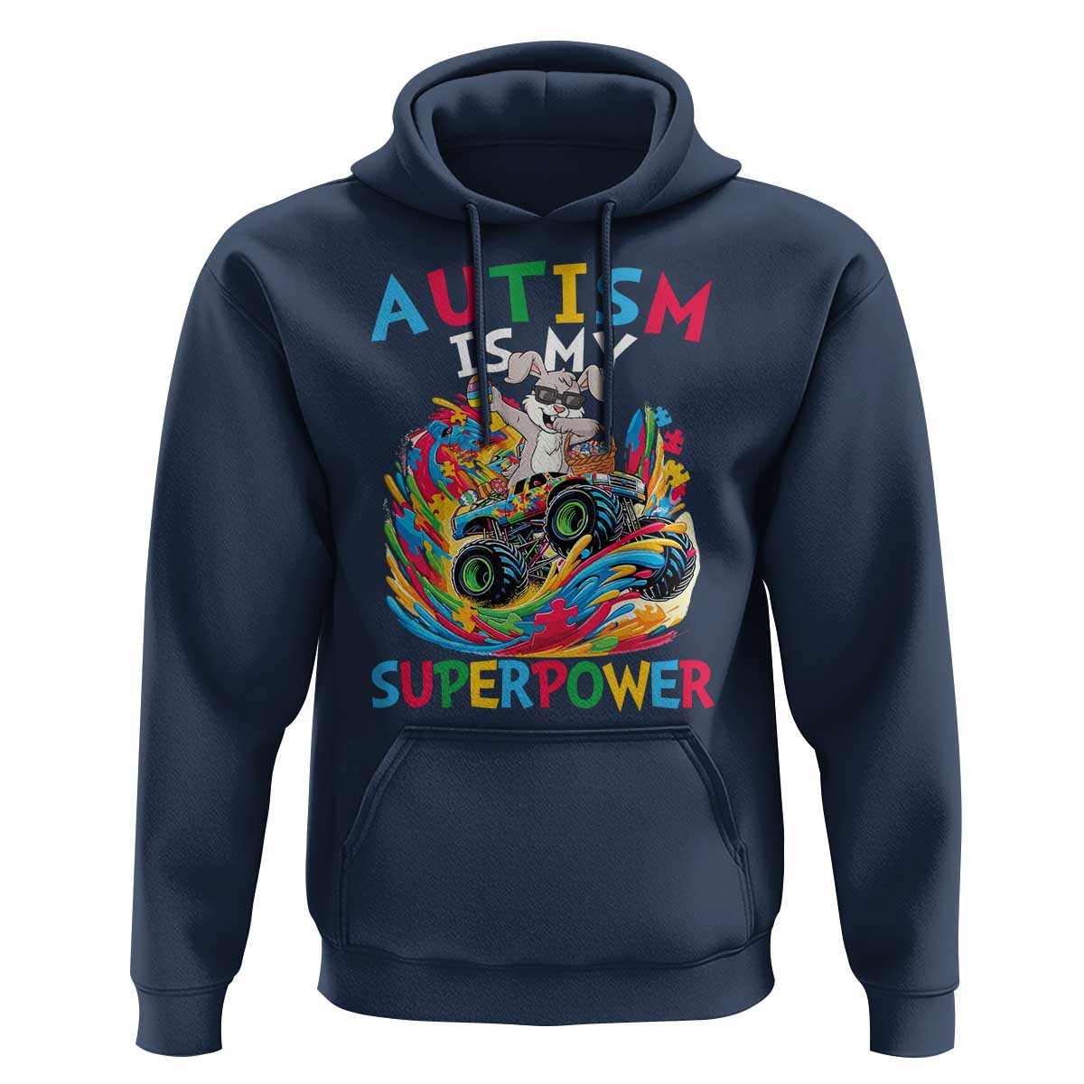 Autism Awareness Easter Hoodie Dabbing Bunny Monster Truck Lovers